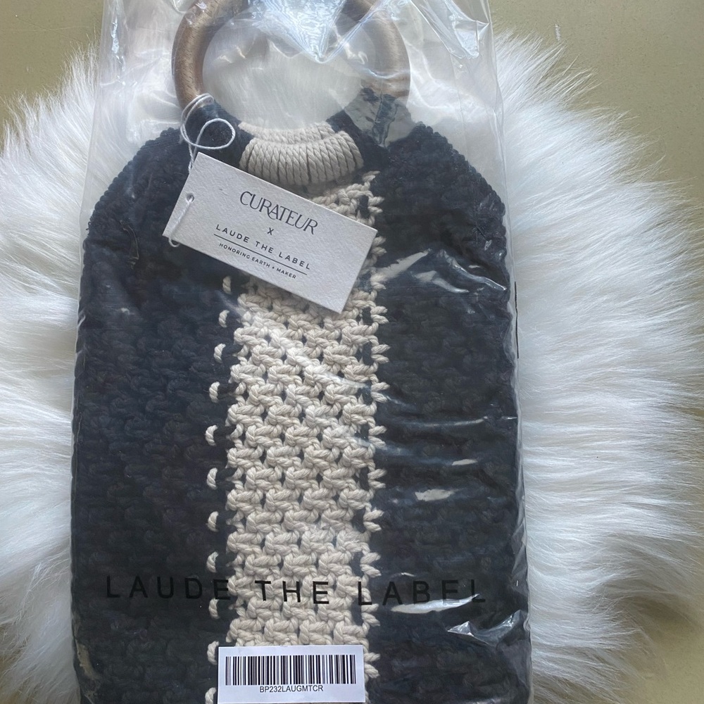 NWT Laude The Label Curateur The Gabby Macrame Off White & black - Picture 12 of 13